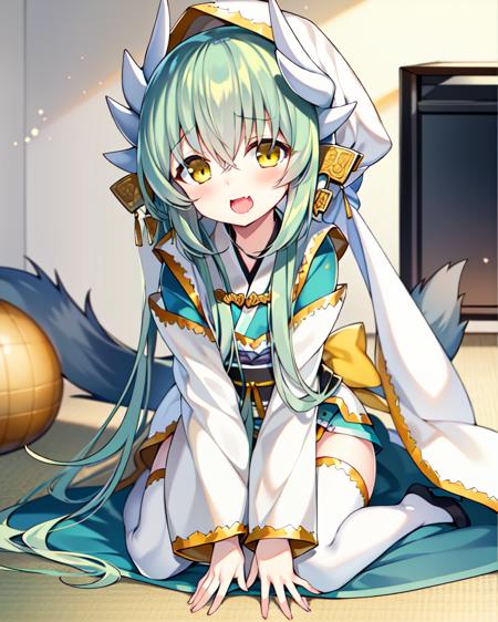 23831-930527878-(masterpiece, best quality, high resolution),_FaithfulDog, puppy Kiyohime, 1girl, solo, seiza, blush, sitting, open mouth, tail.png